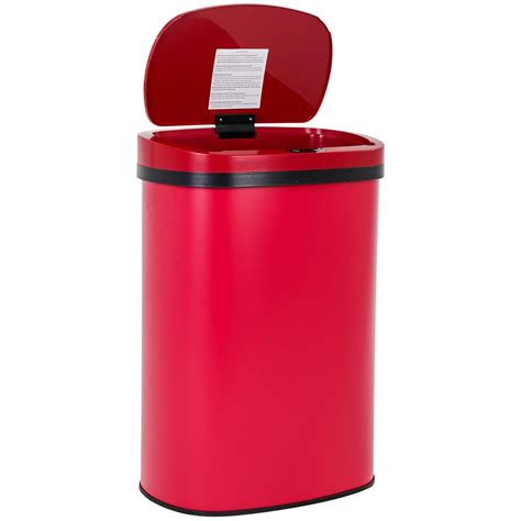 red 13 gallon kitchen trash can